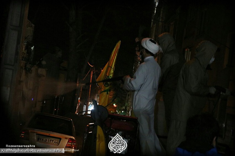 عملیات ضدعفونی وپاکسازی محله شمیران نو واوقاف (بخش دوم) روضه انصارالزهراسلام الله علیها