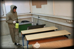 عملیات ضدعفونی وپاکسازی مدارس روضه انصارالزهراسلام الله علیها