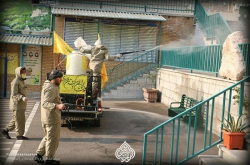 عملیات ضدعفونی وپاکسازی مدارس روضه انصارالزهراسلام الله علیها