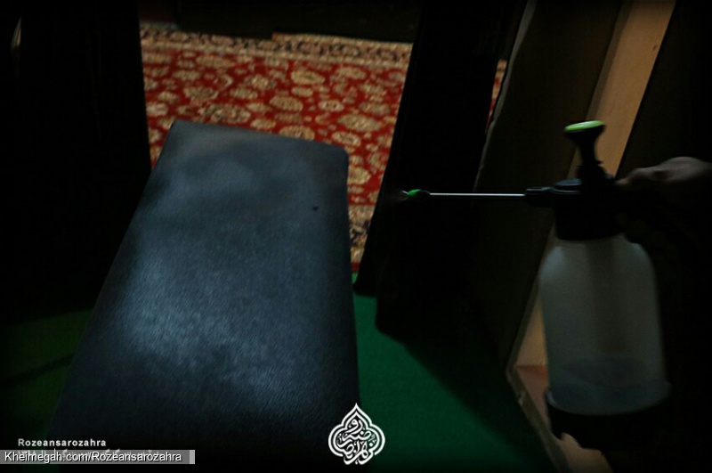 مرحله آماده سازی کارگاه جهاد دوزندگی روضه انصارالزهرا سلام الله علیها